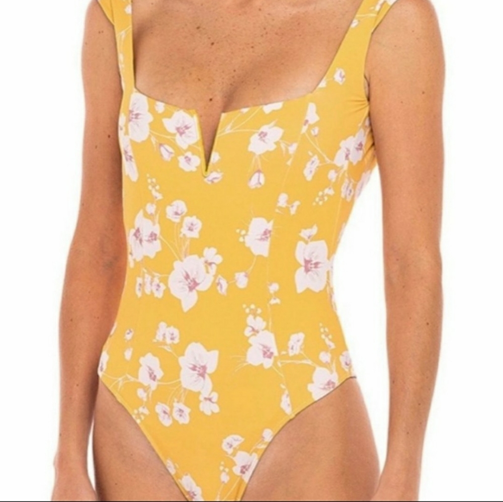 Revel Ray One Piece Yellow Floral Swimsuit